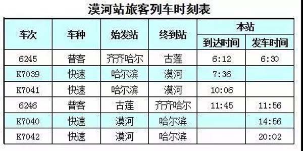 大杨树列车时刻表最新详解